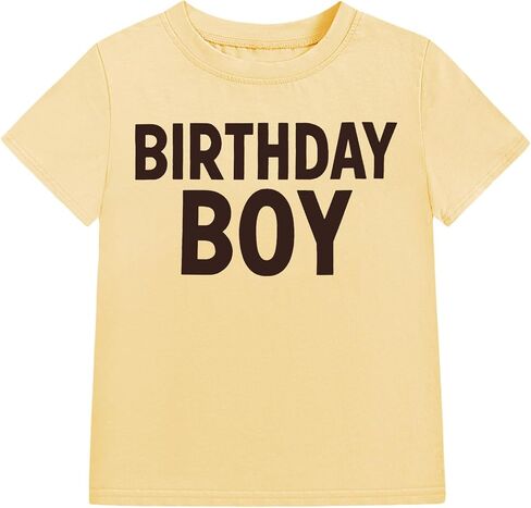 Birthday Boy Shirt Boys 100% Cotton T Shirt Cute Birthday Letter Print Tee Birthday Party Outfit Kids 18M-12Y in Saudi Arabia