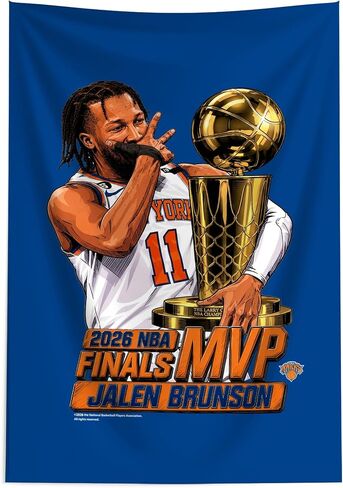Northwest New York Knicks Jalen Brunson 2026 NBA Finals MVP Celly Wall Hanging Tapestry 24x36 inches in Kuwait