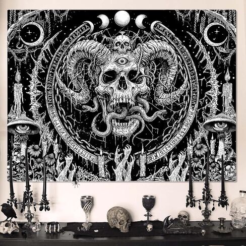 Accnicc Skull Tapestry Gothic Skeleton Tapestries Wall Hanging Goth Witchy Black and White Horror Small Tapestry for Bedroom Living Room Dorm 48 x 36 inch in Saudi Arabia