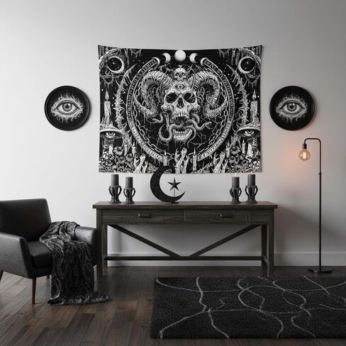 Accnicc Skull Tapestry Gothic Skeleton Tapestries Wall Hanging Goth Witchy Black and White Horror Small Tapestry for Bedroom Living Room Dorm 48 x 36 inch in Saudi Arabia