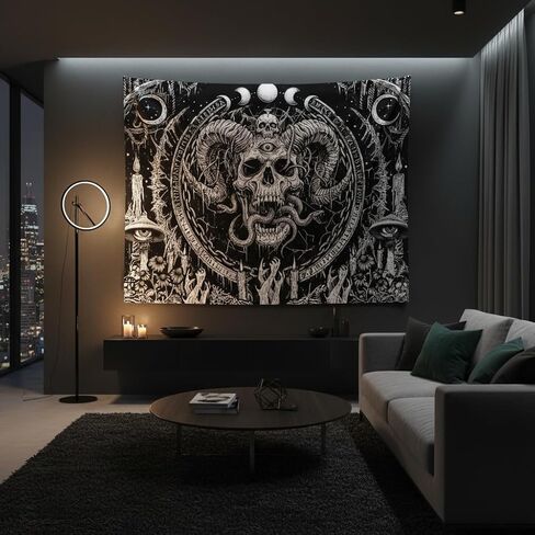 Accnicc Skull Tapestry Gothic Skeleton Tapestries Wall Hanging Goth Witchy Black and White Horror Small Tapestry for Bedroom Living Room Dorm 48 x 36 inch in Saudi Arabia