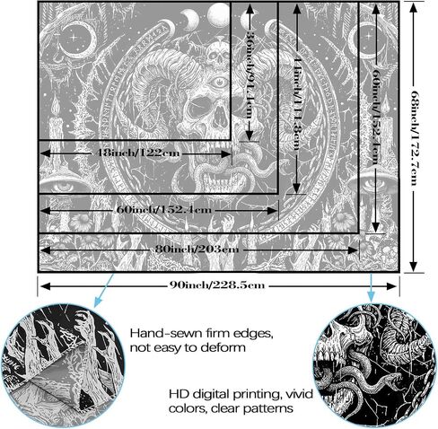 Accnicc Skull Tapestry Gothic Skeleton Tapestries Wall Hanging Goth Witchy Black and White Horror Small Tapestry for Bedroom Living Room Dorm 48 x 36 inch in Saudi Arabia
