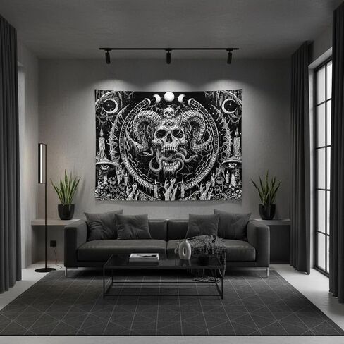 Accnicc Skull Tapestry Gothic Skeleton Tapestries Wall Hanging Goth Witchy Black and White Horror Small Tapestry for Bedroom Living Room Dorm 48 x 36 inch in Saudi Arabia