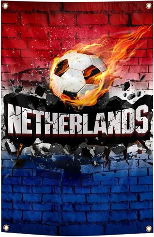 Netherlands Flag Backdrop Football Tapestry 2x3 Feet Wall Hanging Soccer Decor for Living Room Office Club Sports Activities Party Indoor and Outdoor Decor in Kuwait