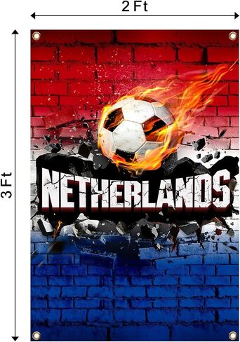 Netherlands Flag Backdrop Football Tapestry 2x3 Feet Wall Hanging Soccer Decor for Living Room Office Club Sports Activities Party Indoor and Outdoor Decor in Kuwait