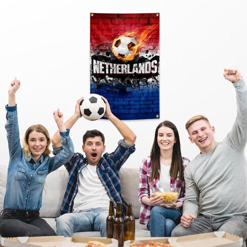 Netherlands Flag Backdrop Football Tapestry 2x3 Feet Wall Hanging Soccer Decor for Living Room Office Club Sports Activities Party Indoor and Outdoor Decor in Kuwait
