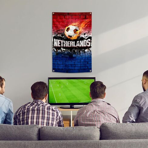 Netherlands Flag Backdrop Football Tapestry 2x3 Feet Wall Hanging Soccer Decor for Living Room Office Club Sports Activities Party Indoor and Outdoor Decor in Kuwait