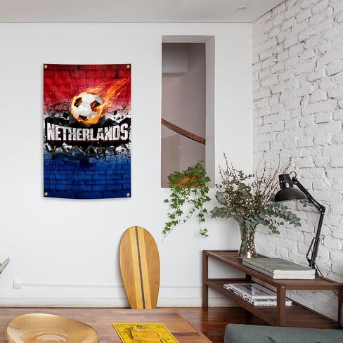 Netherlands Flag Backdrop Football Tapestry 2x3 Feet Wall Hanging Soccer Decor for Living Room Office Club Sports Activities Party Indoor and Outdoor Decor in Kuwait