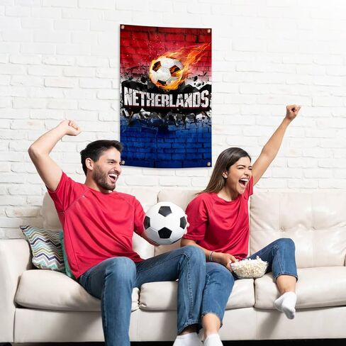 Netherlands Flag Backdrop Football Tapestry 2x3 Feet Wall Hanging Soccer Decor for Living Room Office Club Sports Activities Party Indoor and Outdoor Decor in Kuwait