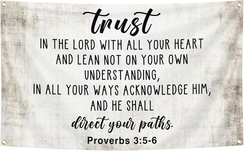 Christian Tapestry Proverbs 3:5-6 Trust in the Lord with All Your Heart 3x5 Ft Bible Verse Wall Art Decor for College Dorm Bedroom Room in Kuwait