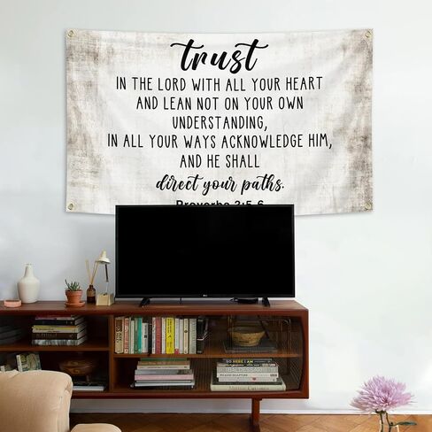 Christian Tapestry Proverbs 3:5-6 Trust in the Lord with All Your Heart 3x5 Ft Bible Verse Wall Art Decor for College Dorm Bedroom Room in Kuwait