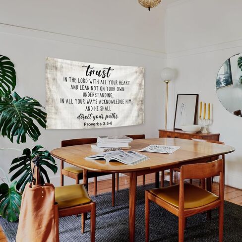 Christian Tapestry Proverbs 3:5-6 Trust in the Lord with All Your Heart 3x5 Ft Bible Verse Wall Art Decor for College Dorm Bedroom Room in Kuwait