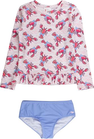 RuffleButts Girls Tween Long Sleeve Rash Guard 2-Piece Bikini Swimsuit in Kuwait