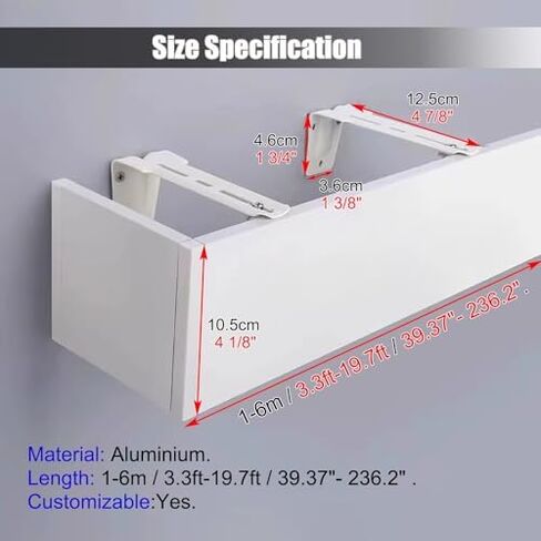 Extra-Long Wall-Mounted Window Cornice Cover - Conceal Curtain Track (110 cm / 3.6 ft) - Modern Sleek Design for Elegant Window Treatments and Home Decor Solutions in Kuwait