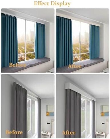 5.1m Ceiling-Mounted Curtain Track System with Valance & Support Stop - Perfect for Home & Bathroom Décor, Easy Installation, Smooth Gliding, Durable & Stylish Design in Kuwait