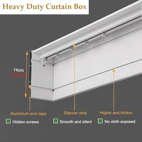 5.1m Ceiling-Mounted Curtain Track System with Valance & Support Stop - Perfect for Home & Bathroom Décor, Easy Installation, Smooth Gliding, Durable & Stylish Design in Kuwait