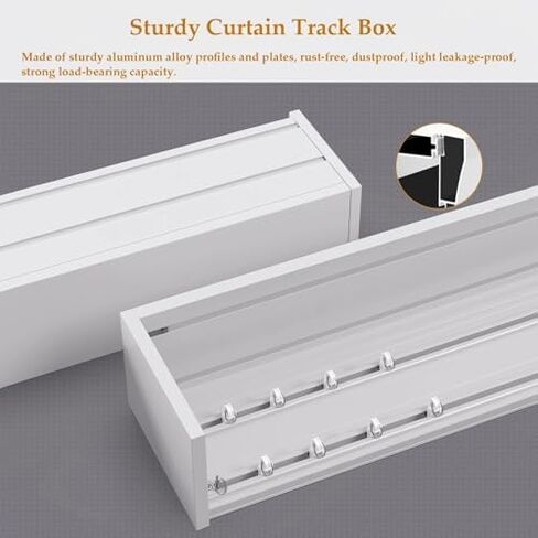 5.1m Ceiling-Mounted Curtain Track System with Valance & Support Stop - Perfect for Home & Bathroom Décor, Easy Installation, Smooth Gliding, Durable & Stylish Design in Kuwait