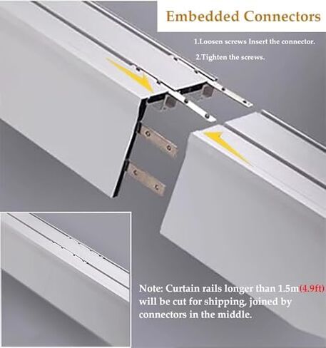 5.1m Ceiling-Mounted Curtain Track System with Valance & Support Stop - Perfect for Home & Bathroom Décor, Easy Installation, Smooth Gliding, Durable & Stylish Design in Kuwait