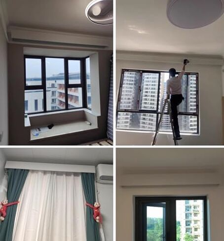 5.1m Ceiling-Mounted Curtain Track System with Valance & Support Stop - Perfect for Home & Bathroom Décor, Easy Installation, Smooth Gliding, Durable & Stylish Design in Kuwait