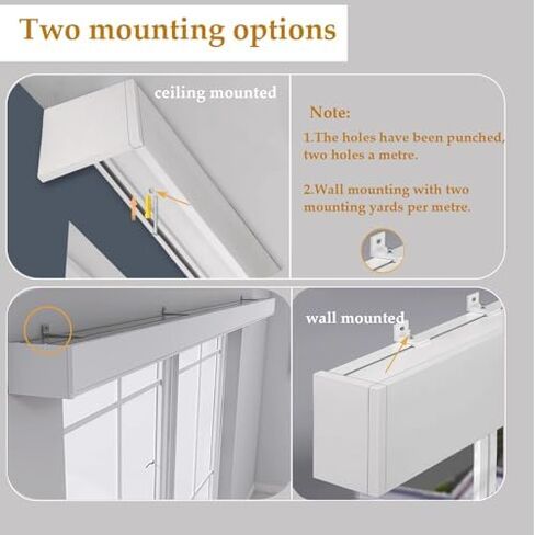 5.1m Ceiling-Mounted Curtain Track System with Valance & Support Stop - Perfect for Home & Bathroom Décor, Easy Installation, Smooth Gliding, Durable & Stylish Design in Kuwait