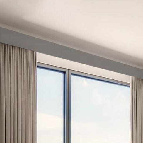 Extra-Long Gray Window Cassette Panel - 3.6m (11.8ft) Wall-Mounted Curtain Track with Valance for Bedroom, Living Room, Office - Chic & Versatile Home Decor Solution in Kuwait