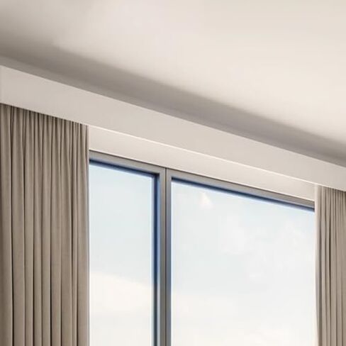 Extra-Long Gray Window Cassette Panel - 3.6m (11.8ft) Wall-Mounted Curtain Track with Valance for Bedroom, Living Room, Office - Chic & Versatile Home Decor Solution in Kuwait