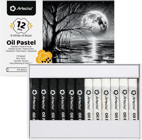 Artecho Oil Pastels Set of 50 Colors (8 x 60 mm), Soft Oil Pastels for Art Painting, Drawing, Blending, Oil Crayons Pastels Art Supplies for Artists, Beginners, Students, Teachers in Kuwait
