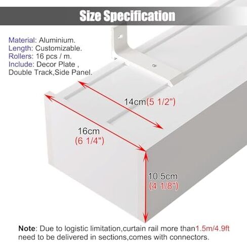 3-in-1 Adjustable Curtain Track System, 19.7ft Wall-Mounted Aluminum Rail Set for Living Room & Bedroom, Easy Installation, Modern Design, Versatile Home Decor Solution. in Kuwait