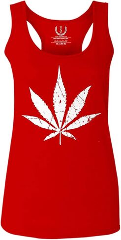 0150. Front Vintage Weed Leaf Graphic Marihuana High Stoned Day 420 Cannabis Marijuana Women's Tank Top Racerback in Saudi Arabia