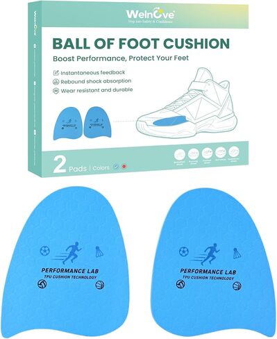 Ball of Foot Cushions for Women Men - Welnove Metatarsal Pads for Sports, Running, Hiking, Workout, Athletic - Heel Inserts for Anti Slip, Forefoot Support, Pain Relief Forefoot Filler Insoles (Blue) in Kuwait