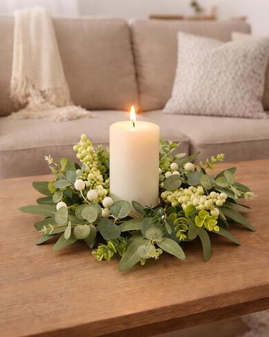 DDHS 2 Packs Small Eucalyptus Wreaths, 12 Inch Artificial Mini Green Wreath with Berries, Small Boxwood Leaves Wreaths for Indoor Outdoor Hanging Farmhouse Wall Window Wedding Decor in Saudi Arabia