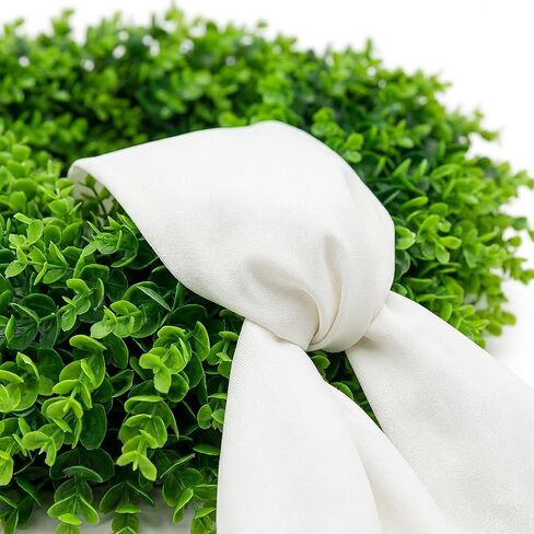 22 Inch Artificial Boxwood Wreath for Front Door - Folding Spring Summer Greenery Wreath with Sash, All Year Round Indoor Outdoor Decor for Farmhouse, Wedding, St Patrick's Day (Green) in Saudi Arabia