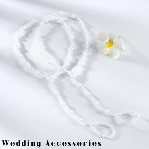 2Pcs Beaded Barefoot Sandals for Women Wedding Foot Chain Beach Elastic Anklet Jewelry in Kuwait