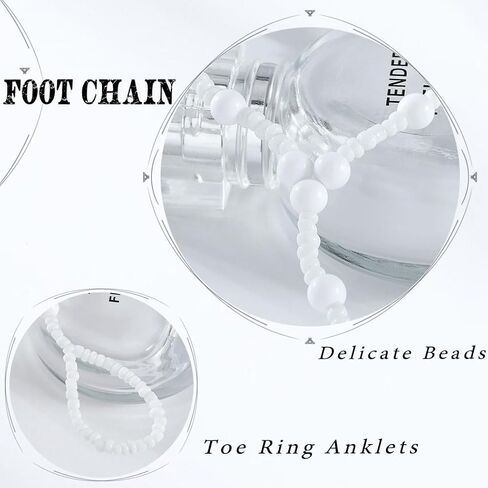 2Pcs Beaded Barefoot Sandals for Women Wedding Foot Chain Beach Elastic Anklet Jewelry in Kuwait