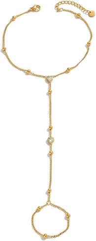 Toe Anklets Gold Plated Toe Ring Anklets for Women Dainty CZ Beads Toe Chain Minimalist Bracelet Foot Jewelry Beach Barefoot Sandals Fashion Foot Chain in Saudi Arabia