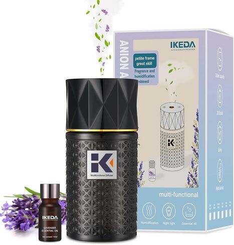 Car Diffuser Humidifier, USB Wireless Cool Mist Aromatherapy Diffuser, Mini Portable Essential Oil Air Freshener with 35 Million Negative Ion, Night Light&Auto Shut-Off (Black) in Kuwait