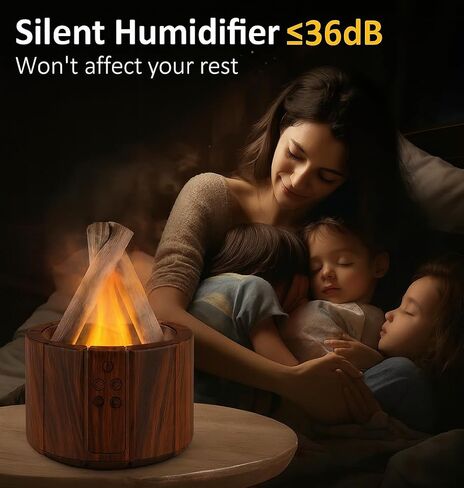 Campfire Flame Diffuser for Essential Oils, 250ml Ultrasonic Cool Mist Aromatherapy Humidifier with Remote Control, 7-Color LED Lights, Timer & Auto-Off for Home, Office & Bedroom in Kuwait