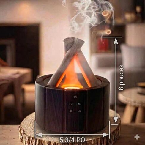 Campfire Flame Diffuser for Essential Oils, 250ml Ultrasonic Cool Mist Aromatherapy Humidifier with Remote Control, 7-Color LED Lights, Timer & Auto-Off for Home, Office & Bedroom in Kuwait