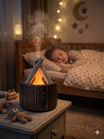 Campfire Flame Diffuser for Essential Oils, 250ml Ultrasonic Cool Mist Aromatherapy Humidifier with Remote Control, 7-Color LED Lights, Timer & Auto-Off for Home, Office & Bedroom in Kuwait