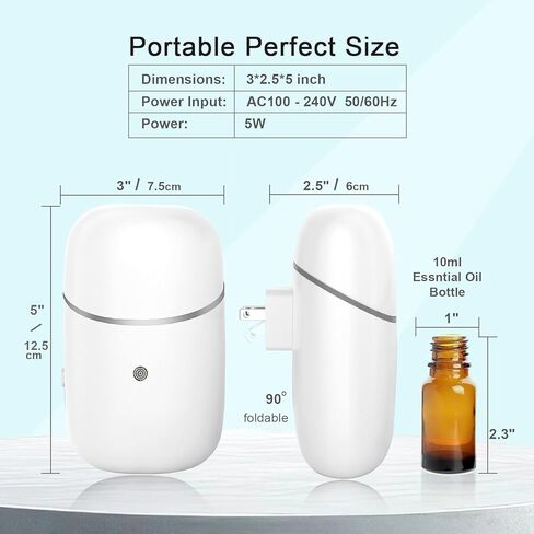 Plug in Waterless Diffuser, Essential Oil Diffuser for Home, Office, Up to 500 Sq. FT Coverage, Small Plug in Wall Waterless Diffuser for Scent Air Fresh in Saudi Arabia