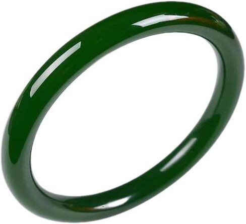Vintage Natural Green Agate Bangle Bracelet for Women, Lucky Round Gemstone 10mm Width Jewelry Gift for Mom Her in Saudi Arabia