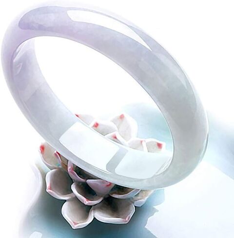 Jade Bangle Bracelets for Women, Ice Waxy Chalcedony Bracelet Ice Transparent Purple Ladies Purple Bracelet with Gift Box and Certificate/55-56Mm in Kuwait