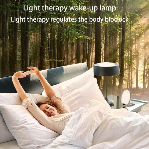10000 Lux Light Therapy Alarm Clock, Sunrise Wake-Up Light with APP & Remote, Built-in Lithium Battery, Portable Travel, Full Spectrum LED (CRI>95), UV-Free for Home Office in Kuwait