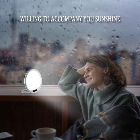 10000 Lux Light Therapy Alarm Clock, Sunrise Wake-Up Light with APP & Remote, Built-in Lithium Battery, Portable Travel, Full Spectrum LED (CRI>95), UV-Free for Home Office in Kuwait