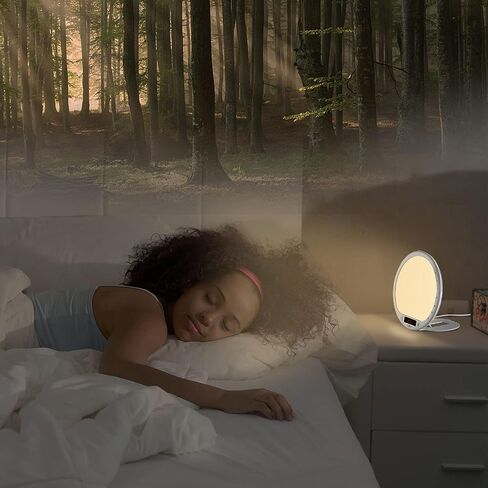 10000 Lux Light Therapy Alarm Clock, Sunrise Wake-Up Light with APP & Remote, Built-in Lithium Battery, Portable Travel, Full Spectrum LED (CRI>95), UV-Free for Home Office in Kuwait