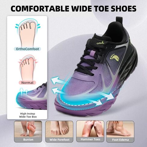Women's Orthopedic Diabetic Wide Running Shoes: Comfortable Breathable Arch Support Plantar Fasciitis Sport Sneakers, Casual High Arch Orthotic Work Tennis Walking Shoes for Foot and Heel Pain Relief in Kuwait