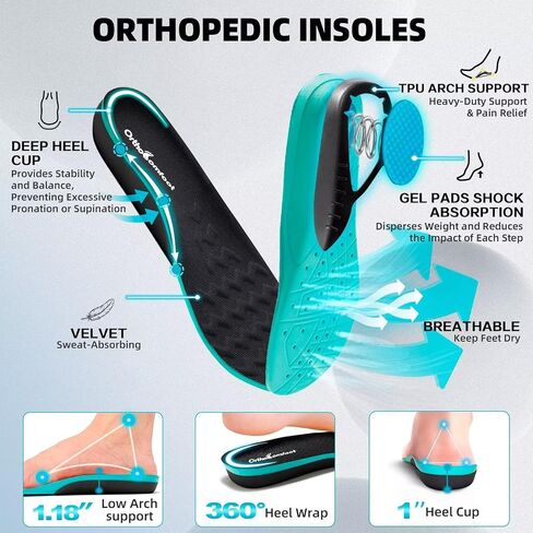 Women's Orthopedic Diabetic Wide Running Shoes: Comfortable Breathable Arch Support Plantar Fasciitis Sport Sneakers, Casual High Arch Orthotic Work Tennis Walking Shoes for Foot and Heel Pain Relief in Kuwait