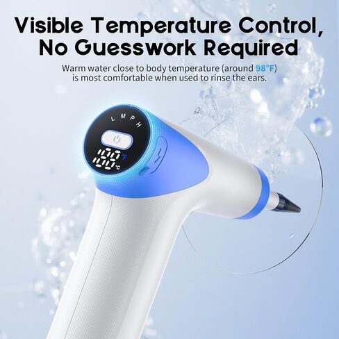 Ear Wax Removal, Electric Ear Cleaning Kit with Light, Ear Irrigation Kit with 4 Pressure Modes, Safe and Effective Ear Flush Kit with Ear Cleaner - Includes Basin, Towel & 12 Tips, (White) in Saudi Arabia