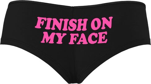 Knaughty Knickers Finish On My Face Cum On Me Cumslut Porn Star Facial Slut Black Boyshort Panties With Adult Design in Kuwait