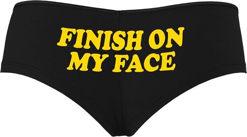 Knaughty Knickers Finish On My Face Cum On Me Cumslut Porn Star Facial Slut Black Boyshort Panties With Adult Design in Kuwait